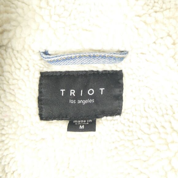 Triot Los Angeles Denim Jacket Sherpa Lined Womens M Jean Trucker - Picture 4 of 5